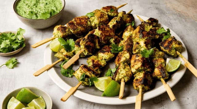 Cilantro Chilli Pesto Chicken Tikka.